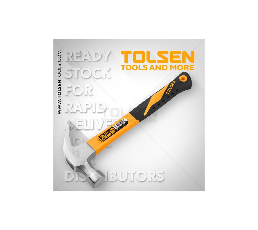 Tolsen Claw Hammer 450g Fiberglass Smooth Face Nail Puller 25030