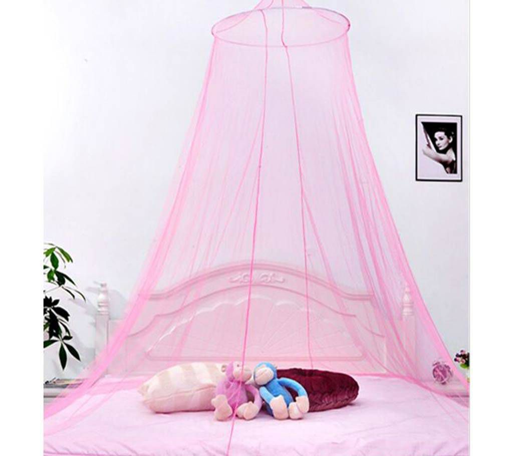 White round mosquito net  with foldable popup ring and hanging kit  