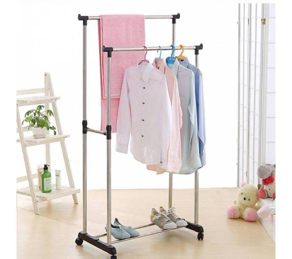 Folding Double Clothes Rack and Shoe Rack