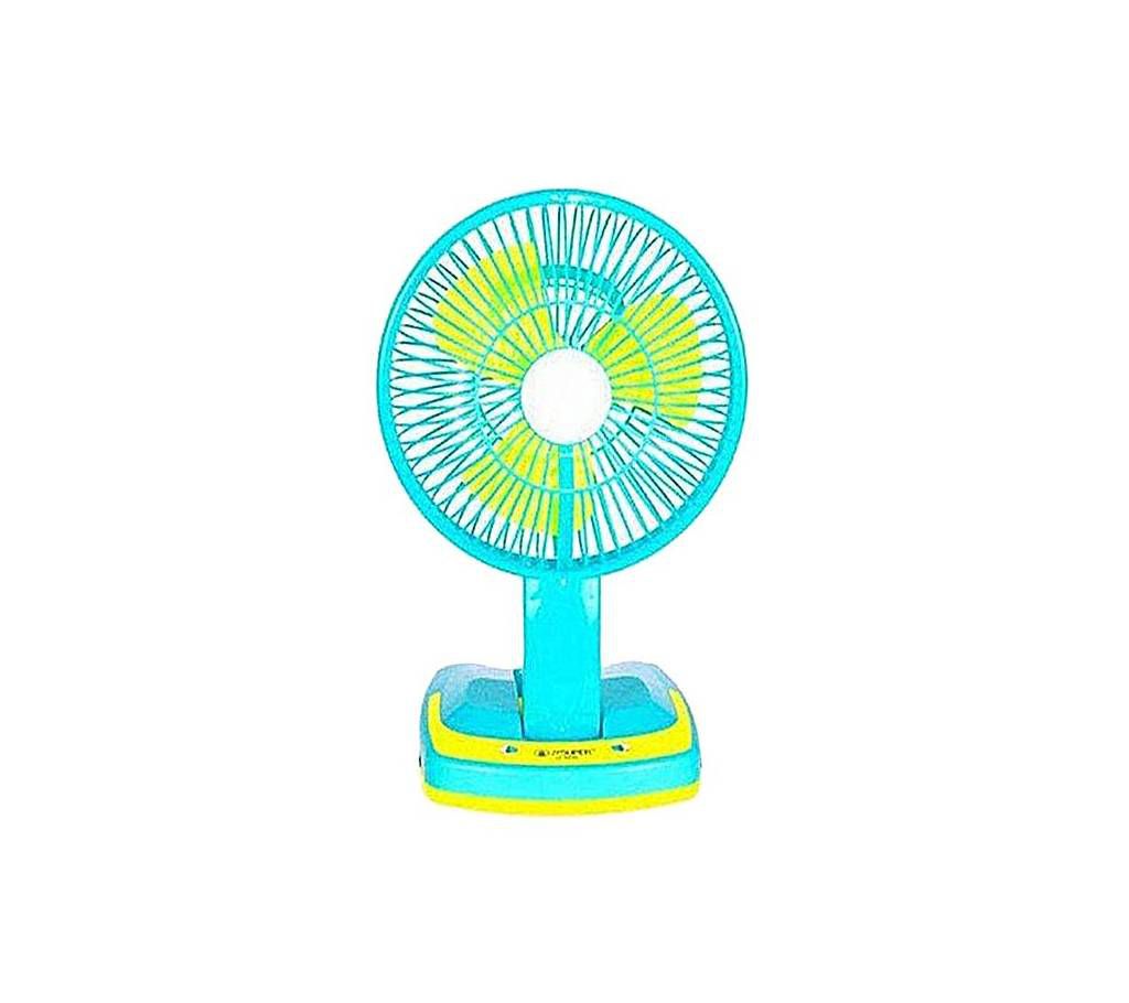 Rechargeable Folding Fan With Light - Turquoise and Yellow