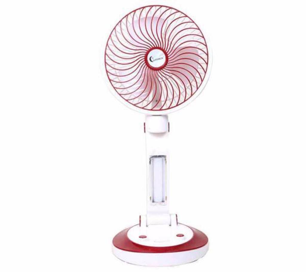 Fan with lamp in rechargeable folding table