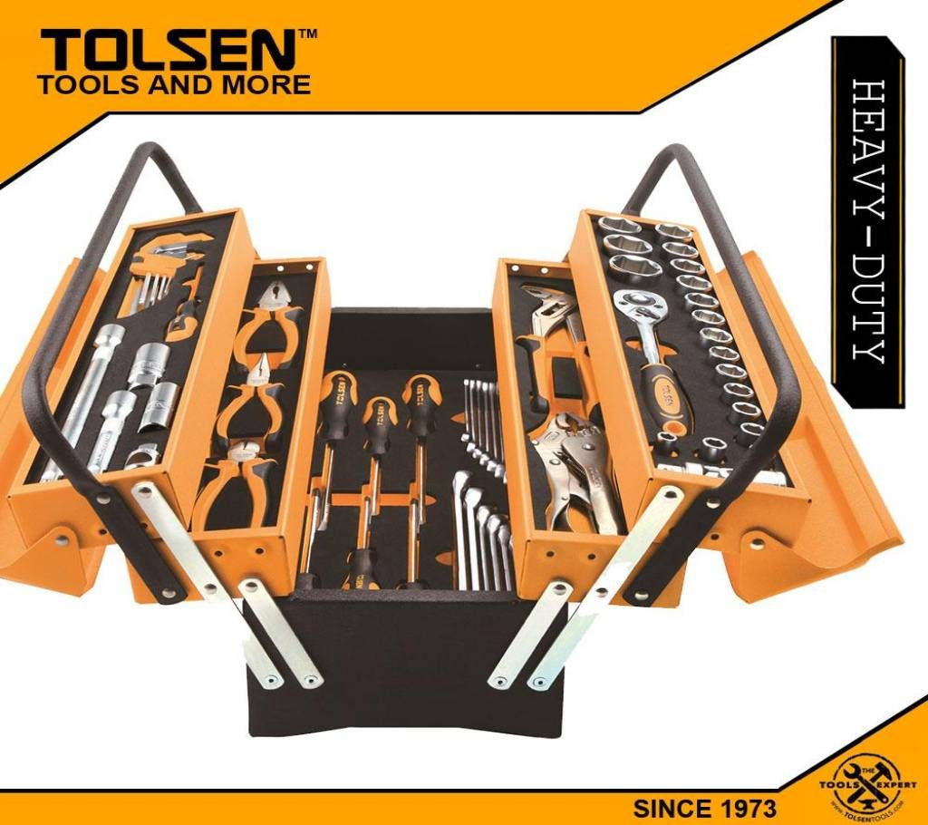 TOLSEN 60pcs Tool Set with Tool Box Heavy Duty 85401