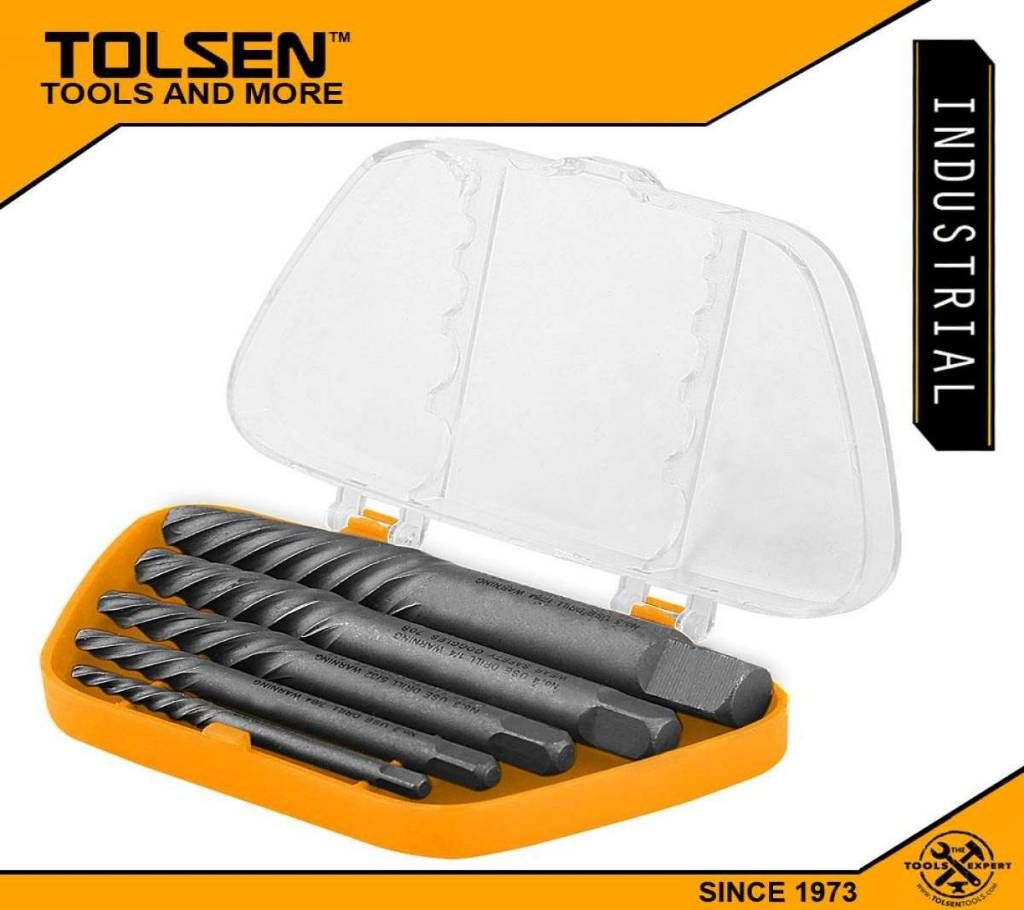 TOLSEN Industrial 5pcs Screw Extractor Set (Size: 1# , 2#, 3#, 4#, 5#) 33505