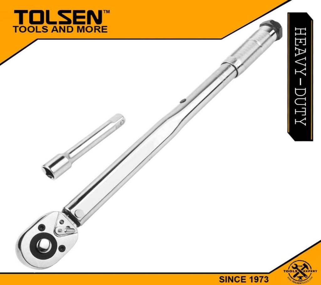 TOLSEN Automatic Torque Wrench Set w/ Extension Bar (1/2" Drive 28-210Nm) with Storage Case 16010