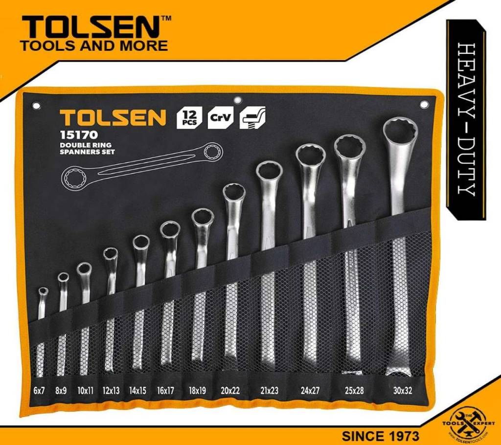 TOLSEN 12 Pcs Double Ring End Spanner Set  15170