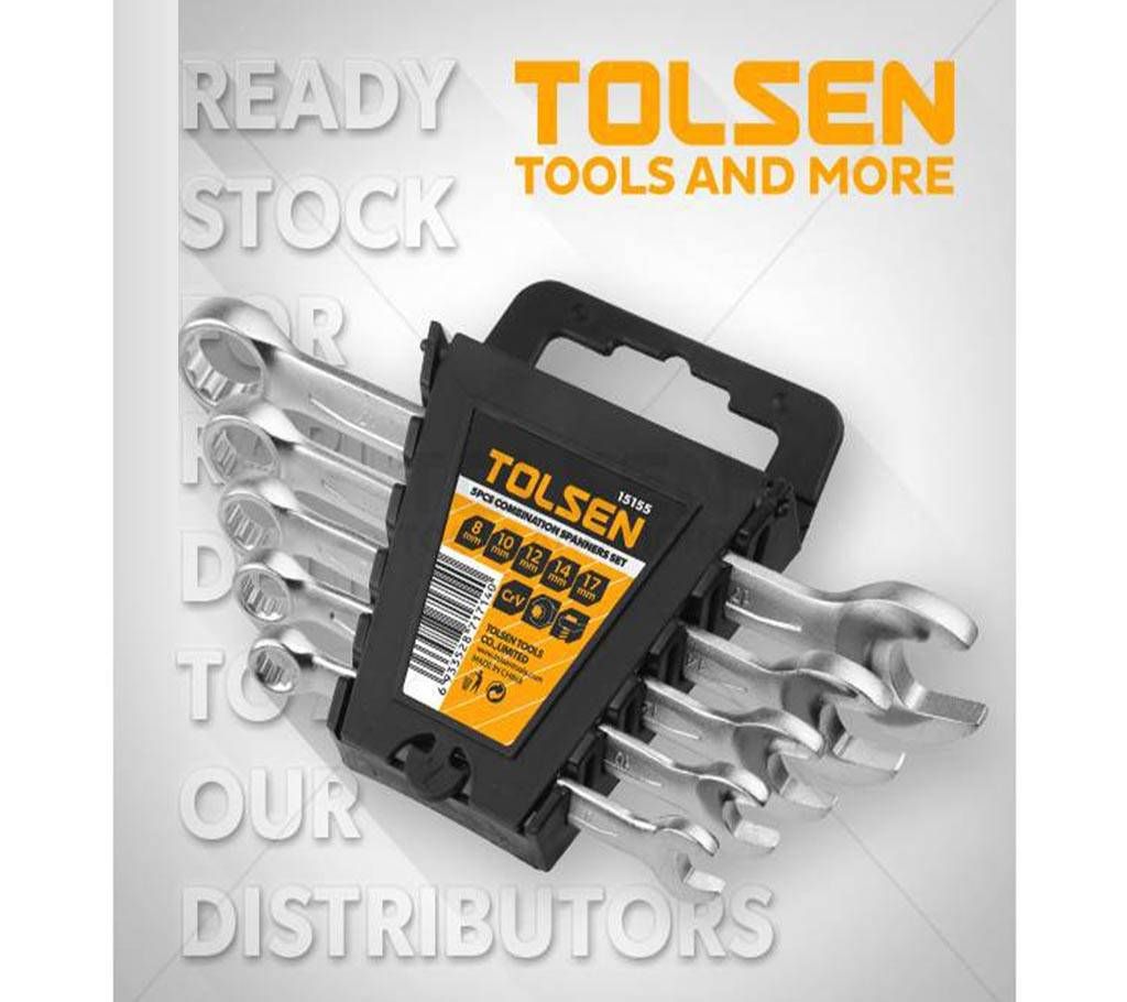 TOLSEN 5 Pcs Combination Spanners Set (8/ 10/ 12/ 14/ 17mm) 15155