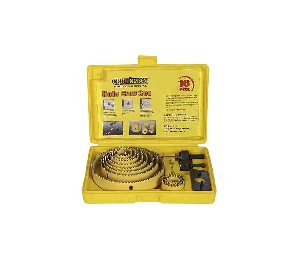 Crownman Wood Working Hole Saw Set (16PC)
