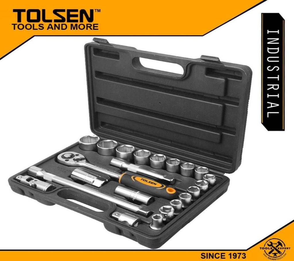 TOLSEN 22pcs Socket Rachet Wrench Set (1/2" Drive) Industrial Series 15139