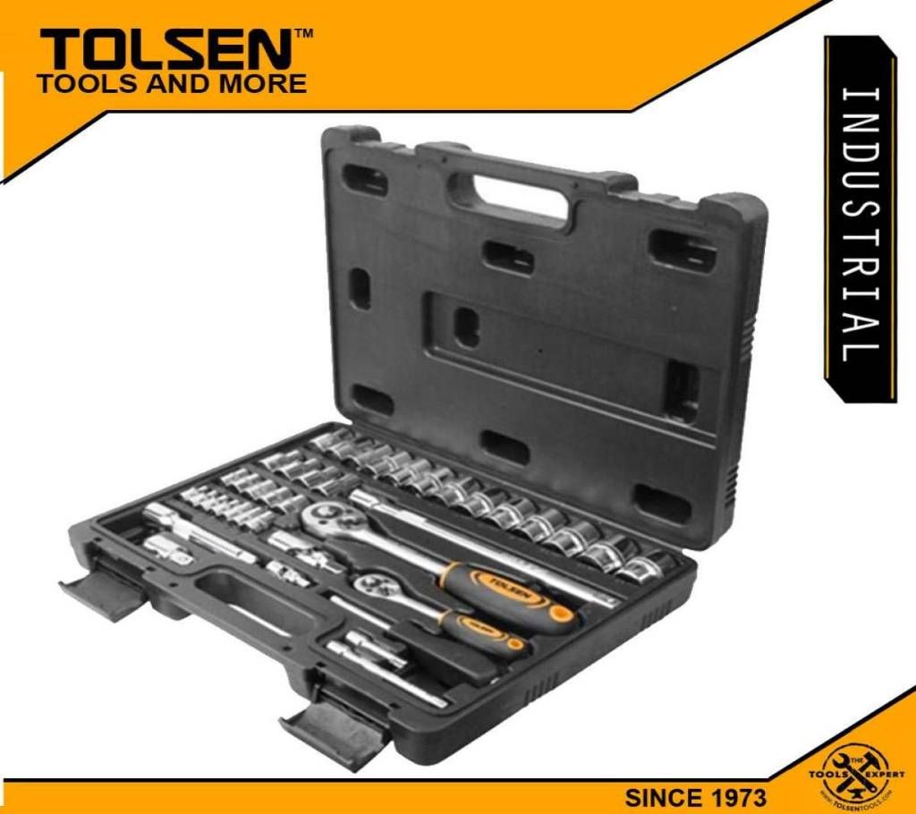 TOLSEN 39 pcs Socket Rachet Wrench Set (1/4" & 1/2" Drive) Industrial Series 15140