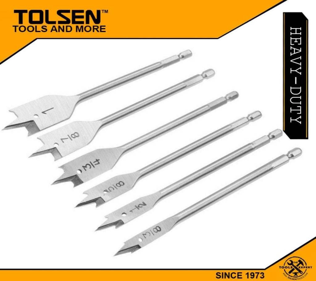 TOLSEN 6pcs Flat Wood Bits Set (3/8" to 1") 75656
