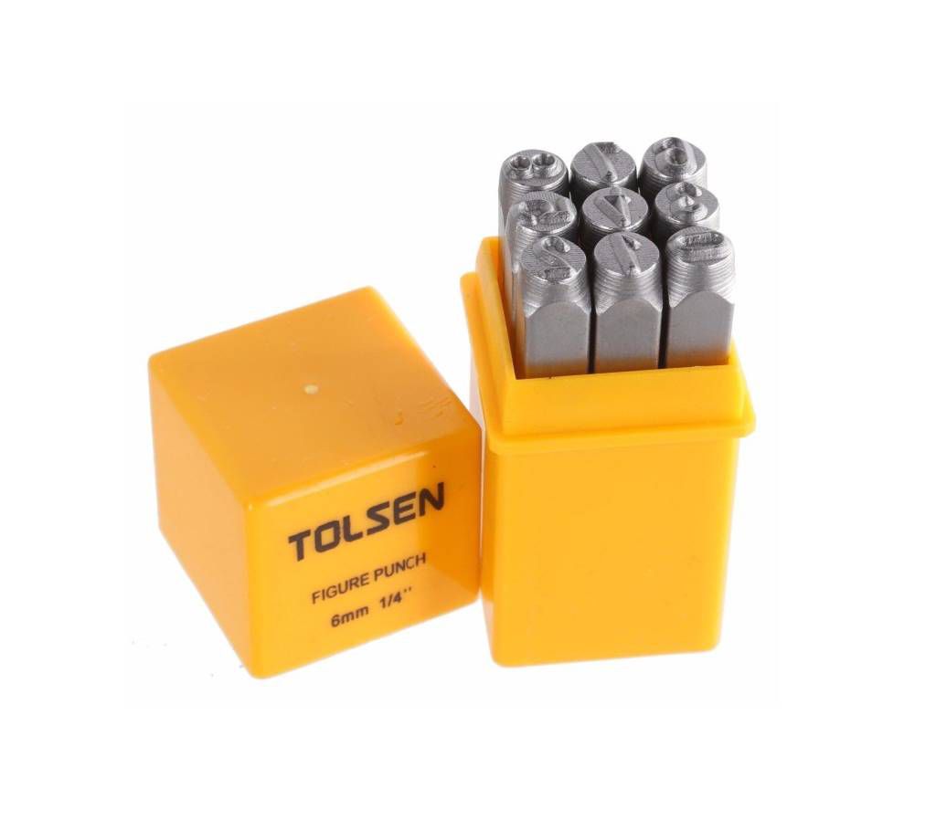 Tolsen 9PCS Steel Number Figure Punch Set (6mm) 25097