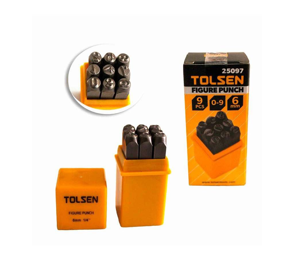Tolsen 9PCS Steel Number Figure Punch Set (6mm) 25097