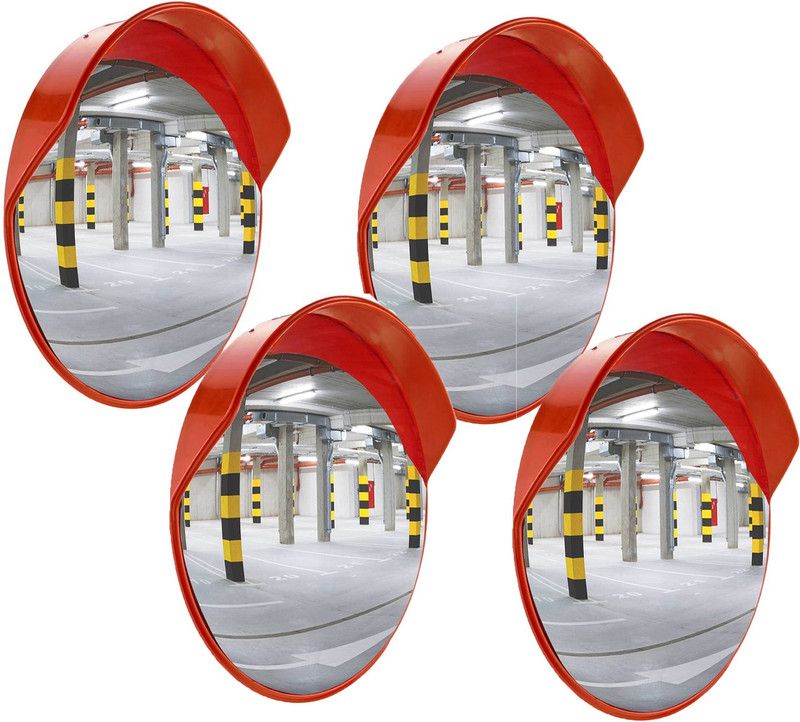 Ladwa Parking Safety Convex Mirror with Fixing Bracket (18 Inches / 45 CM) Pack of 4 Emergency Sign  (Reflective Sign)