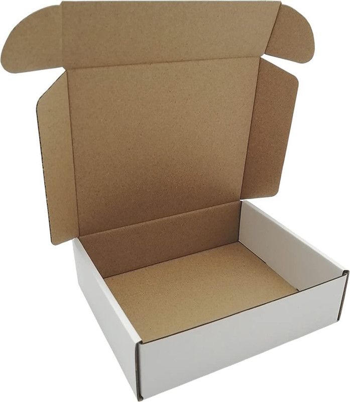 K K Industrial Corrugated Cardboard Flat White Corrugated Sturdy Box, Size : 6"L x 4”W x 2"H Packaging Box  (Pack of 25 Brown)