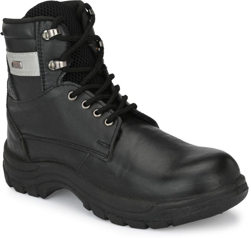Kavacha Pure Leather Steel Toe Safety Shoe s19 (IS15298-2016part-2) with Memory Foam Steel Toe Leather Safety Shoe  (Black, S1)