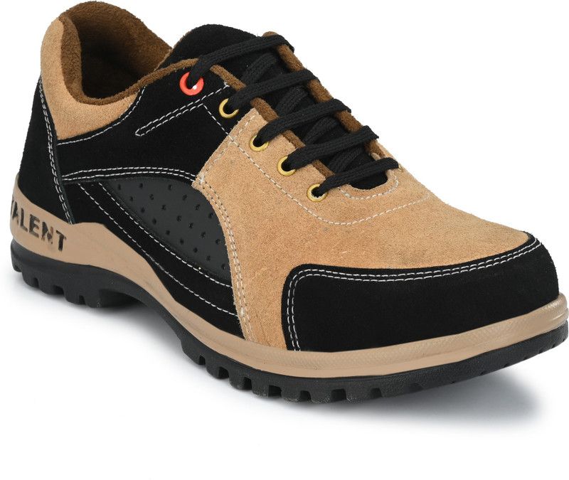 ArmaDuro Aruro Tan Safety Shoes For Men's Steel Toe Suede Safety Shoe  (Black, Tan, S1)