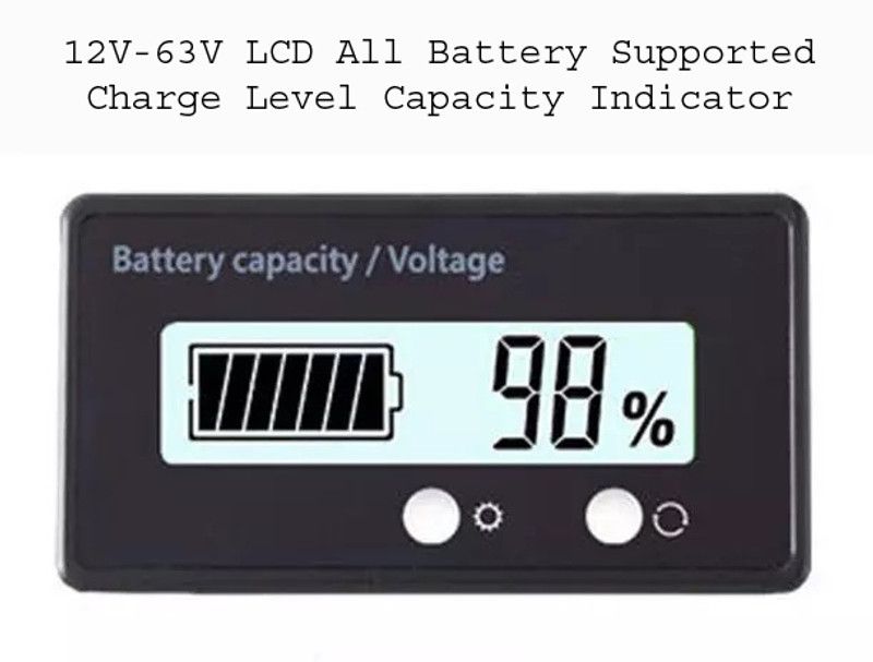 electrolight 12V 6V-63V LCD Car Acid Lead Lithium Battery Charge Level Capacity Indicator Meter Digital LED Tester Voltmeter Display Voltmeter  (Digital)