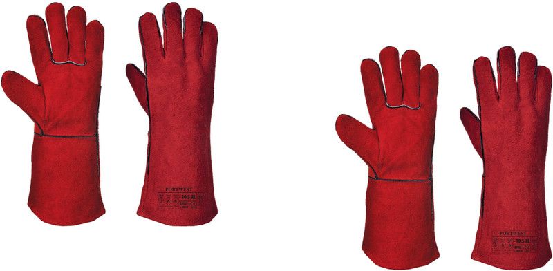 Pacificdeals leather Cotton Long Welding, Workshop Gloves Leather Gloves Labor Protection High Temperature Flame Retardant Wear Welders Insulated Gloves For Unisex Male (Pack of 2) Red Leather Safety Gloves  (2)