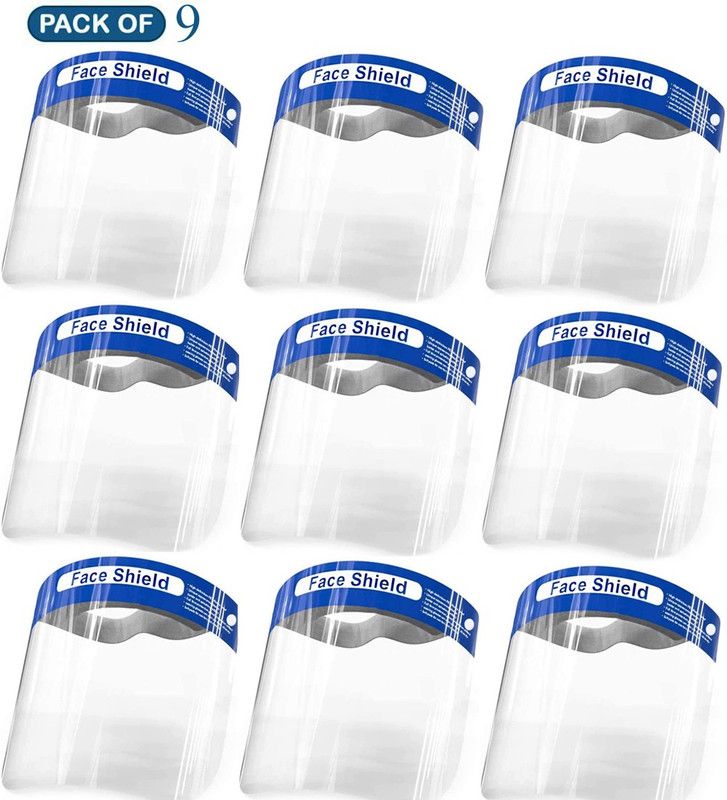 GLAND Pack Of 9 Protective Face Shield Safety Visor  (Size - Free Size)