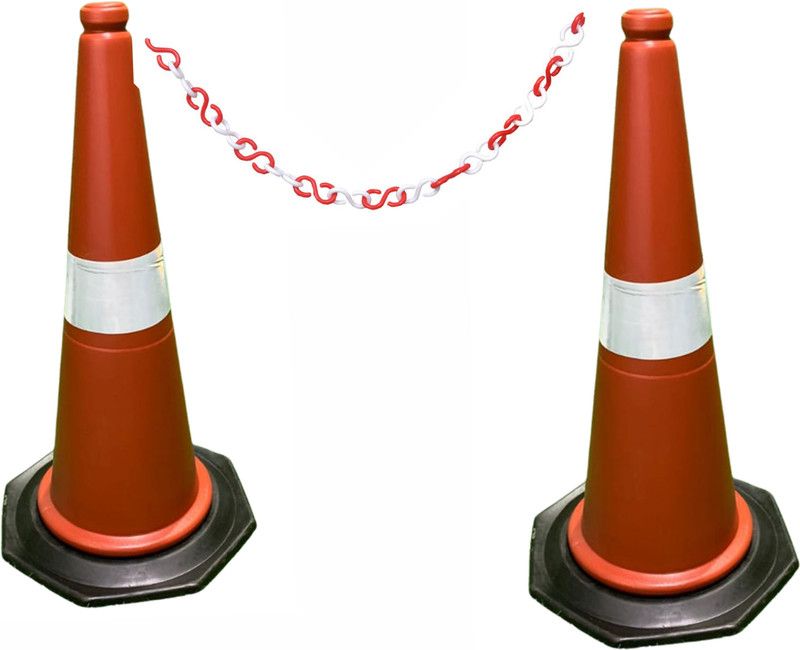 Signxpress 750mm Impact Resistant Road Traffic Safety Cones +1 Meter Chain (Universal Size) Emergency Sign  (Reflective Sign)