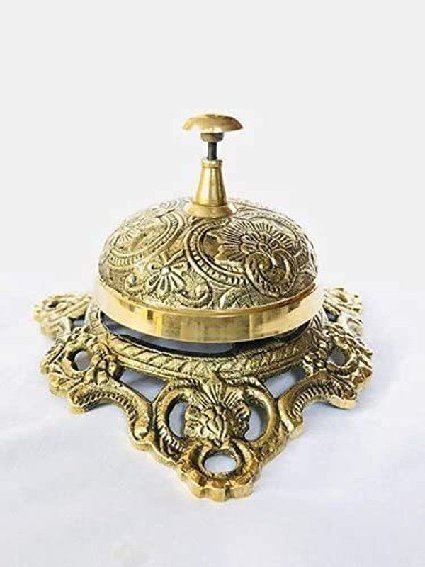 VETERIS Vintage Solid Brass Nautical Table Bell Vintage Desk Decorative Office/Hotel Decor,Table top Calling Bell Demonstration Bell