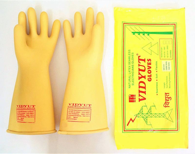 vidyut 33 KV Electrical Insulated Rubber Seamless Hand Gloves (PACK OF 1 PAIR) Rubber Safety Gloves  (2)