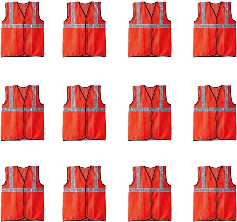 RAHUL PROFESSIONALS Reflective Jacket Orange-12 Safety Jacket  (Orange)