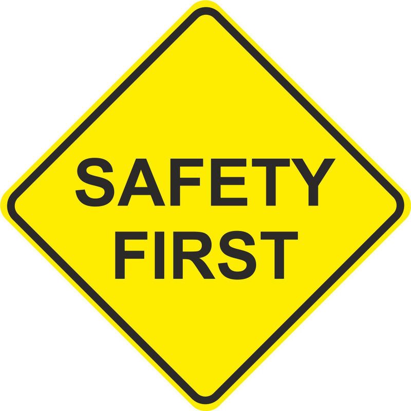 signEver Safety First Sign Sticker For Office kseb office shopping mall Color-Yellow,Black Size L X H 15 X 15 CM Emergency Sign