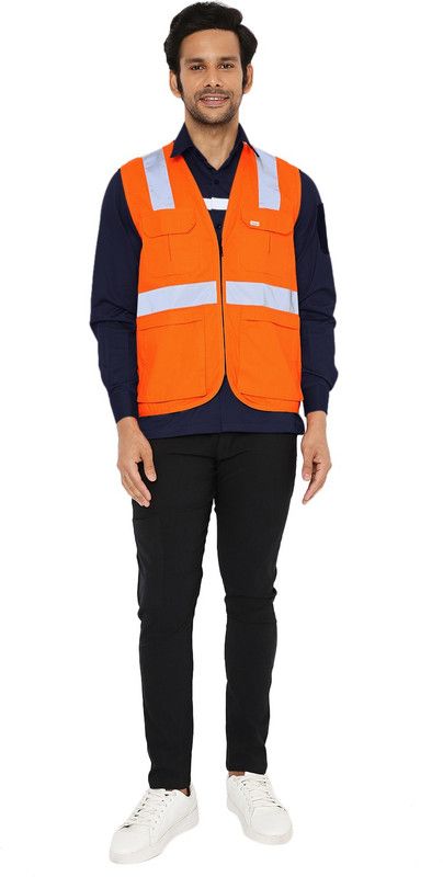 Associated Uniforms Fluorescent Orange Hi-Viz/High Visibility COTTON Sleeveless Jacket/Vest of L Safety Jacket  (FLUORESCENT ORANGE)