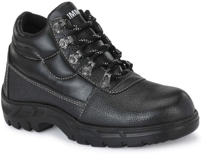 Dimmo Black Genuine Leather Steel Toe Safety Shoe (3305) Steel Toe Genuine Leather Safety Shoe  (Black, S1)