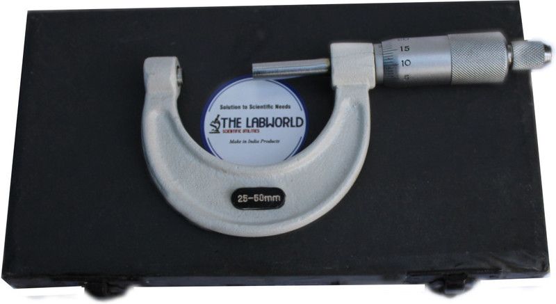 THE LABWORLD Micrometer screw gauge 25-50mm,Made up of brass with least count 0.01mm high finish with storage lock box Micrometer Screw Gauge