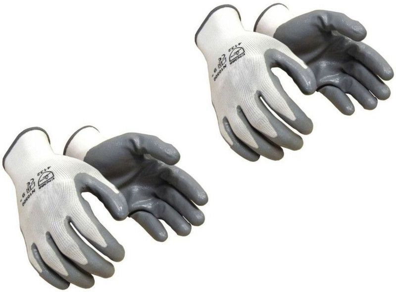 HM EVOTEK Superior quality (2 pair) anti cut safety hand gloves pvc coated gray white Nylon Safety Gloves 2Pair Nylon Safety Gloves  (4)