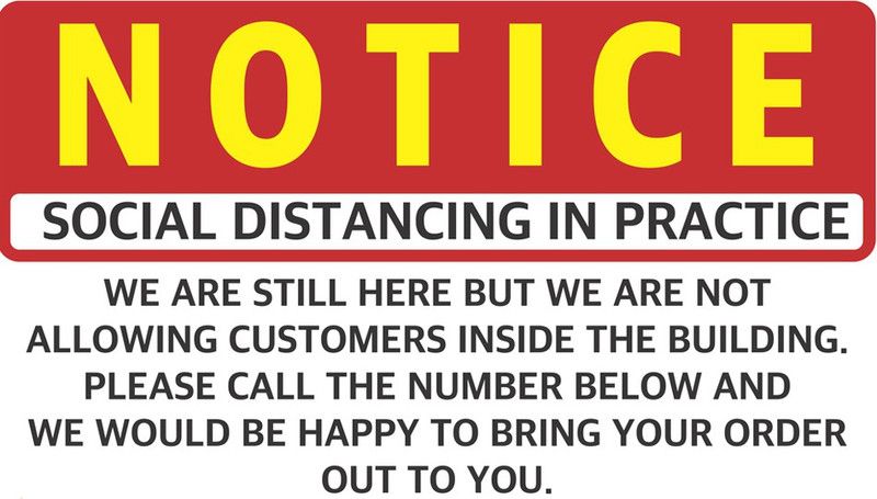 DECOR Production Social Distancing in Practice Emergency Sign