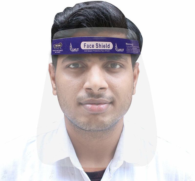 Pivalo PV5135-10 175 Micron Disposable Face Shield with Adjustable Elastic Strap Anti-Splash Single Use Protective Facial Cover Transparent Full Face Visor with Eye & Head Protection Safety Visor  (Size - 30 X 23)