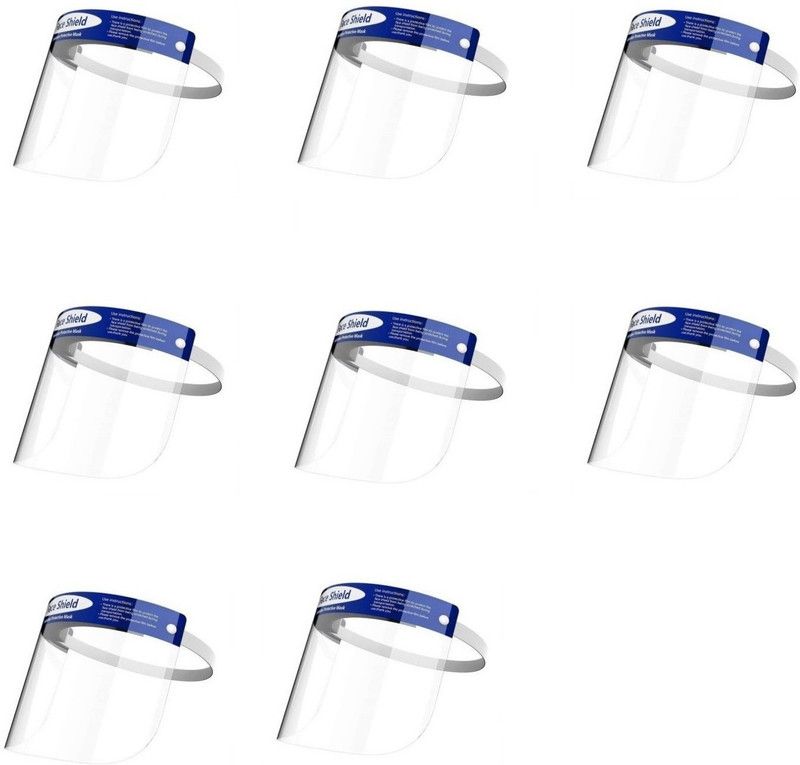 Dvis Reusable Safety Universal Face Size Protective Visor Face Cover Sheild for Women, Men, Childrens Pack of 8 Safety Visor  (Size - Free Size)