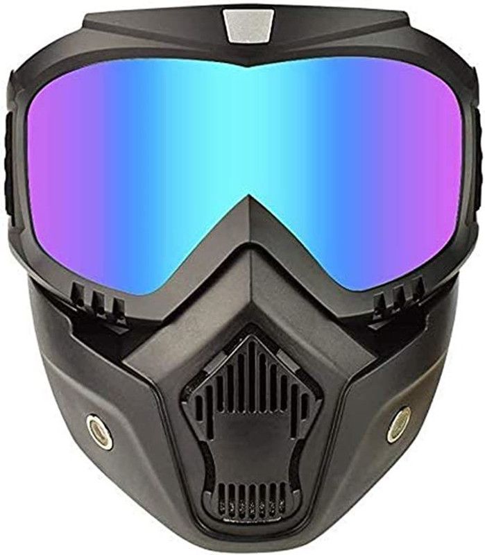 PROAUTO Bike Scoter Motorcycle Protective Goggles Bike Face Mask (Rainbow Glass) Riding Goggles Glasses Face Mask With Mouth Safety Goggle (Free-size) Welding, Wood-working Safety Goggle  (Free-size)