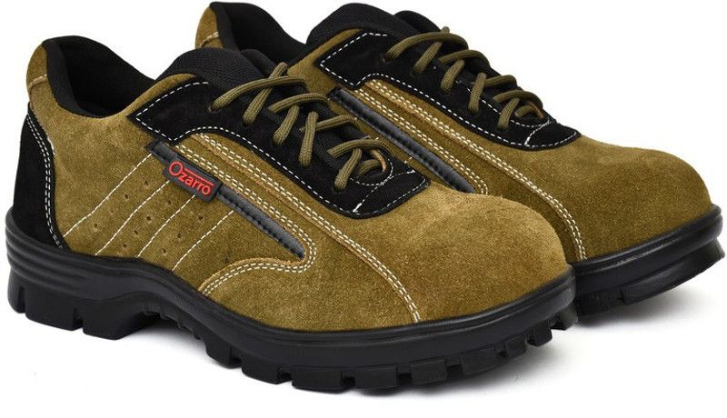 Ozarro Olive Suede Leather Steel Toe Safety Shoes (S4438) Steel Toe Suede Safety Shoe  (Olive, S1)