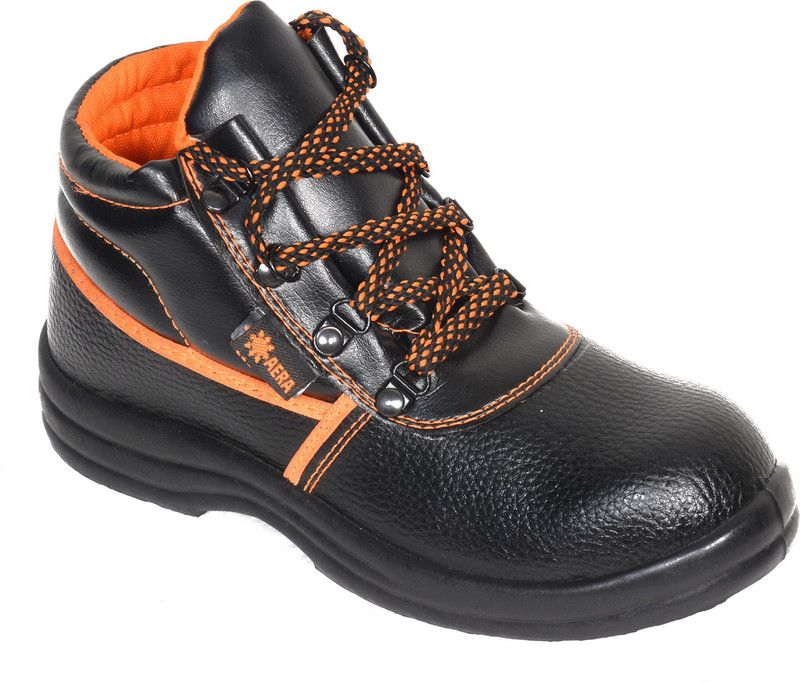 Ayoka Aera High Ankle Industrial construction Automotive construction manufacturing mining aviation logistics and transportation Safety Shoes With Steel Toe Synthetic Leather Safety Shoe (, S1) Steel Toe Synthetic Leather Safety Shoe  (Orange, S1)