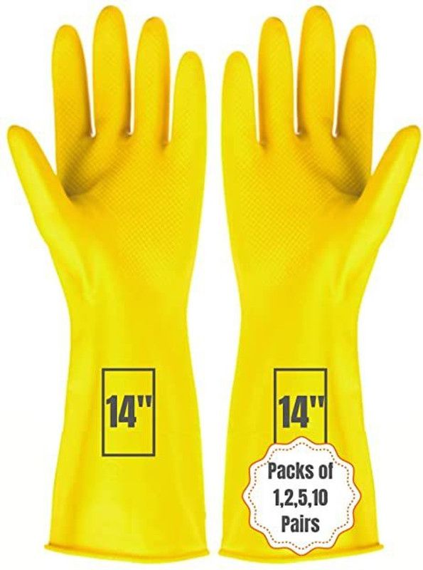 ETSHandPro Premium Heavy duty Multi Purpose 14" Length Pack of 6 Rubber Safety Gloves  (6)