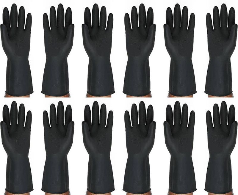 Safies Rubber Safety Hand Gloves For Men & Women For Outdoor Protection Pack of 6 Pairs. Rubber Safety Gloves  (12)
