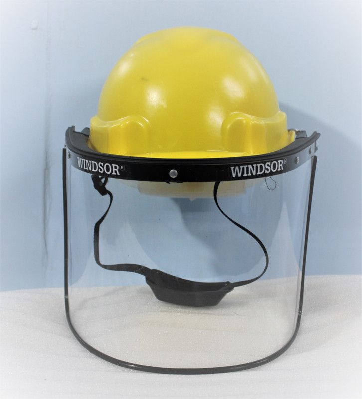 Windsor Safety Helmet (Yellow Ratchet) With Spring Face Shield (8X16) Set Of 1 Pcs Safety Cap  (Size - Regular)