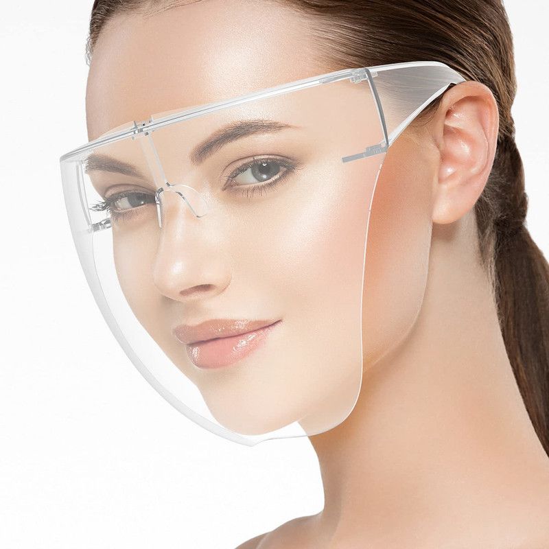 ZugZwang Super Glasses Full Face Covering, Protective Face Shield and Reusable Goggle Shield, Facial Protection and Mouth Shield, face Covering Safety Face Shields with Glasses Frames- Pack of 2 Safety Visor  (Size - free)