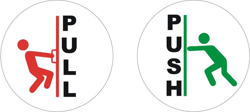 signEver Push Pull Hindi Sign Sticker For Glass Door Home Office Hospital Mall Business L x H ( 11.5 cm x 11.5 cm) Emergency Sign
