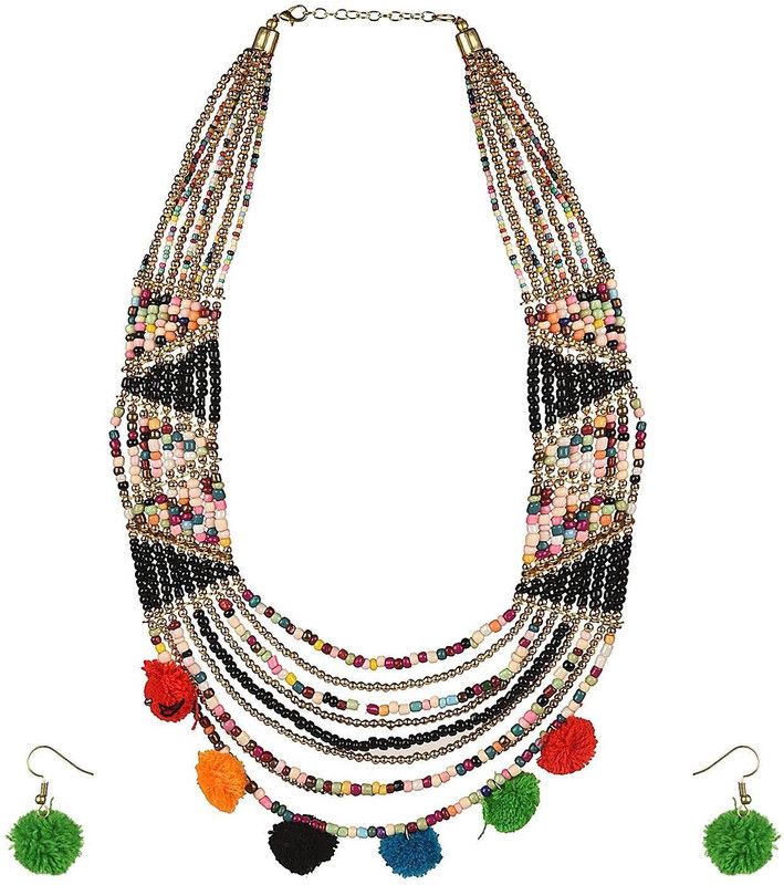 Fabric, Alloy Black, Multicolor Jewel Set  (Pack of 1)