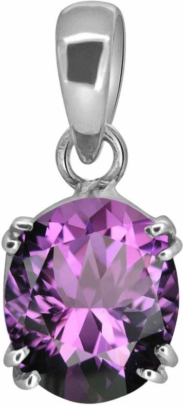 Rhodium Amethyst Brass Pendant
