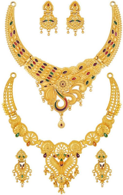 Alloy Jewel Set  (Gold, Green, Maroon)