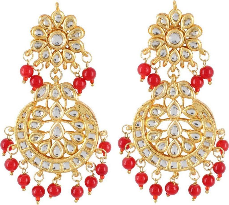 Onyx, Crystal Stone, Alloy, Crystal Chandbali Earring