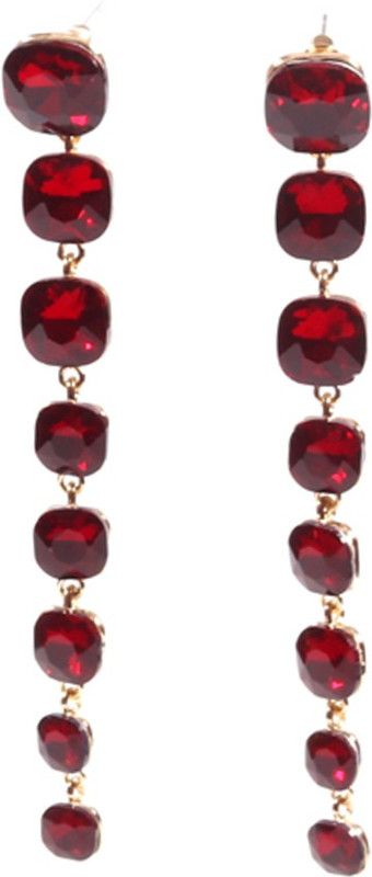 Trandy Mehroon Stone Dangler Earrings Alloy Drops & Danglers