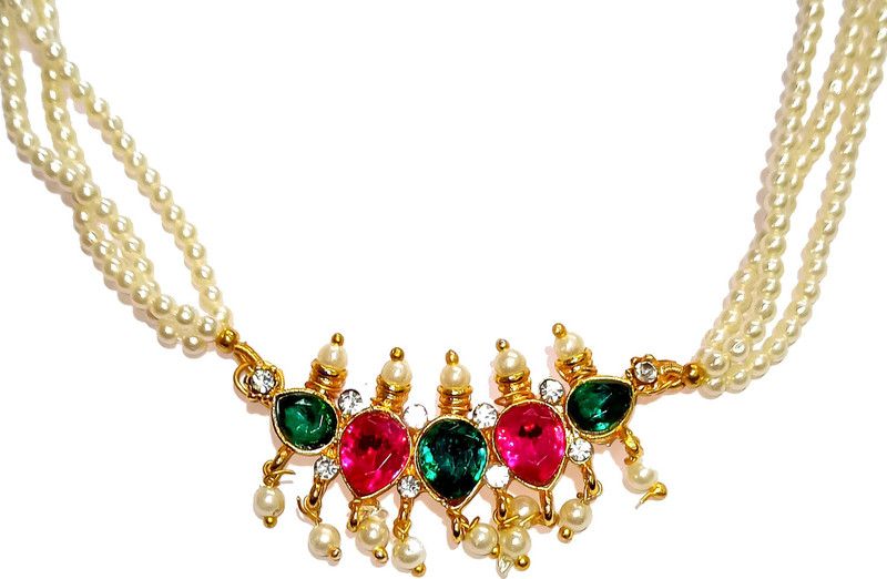 Maharashtrian jewellery Tanmani moti necklace Gold Plated Gold-plated Plated Alloy Necklace