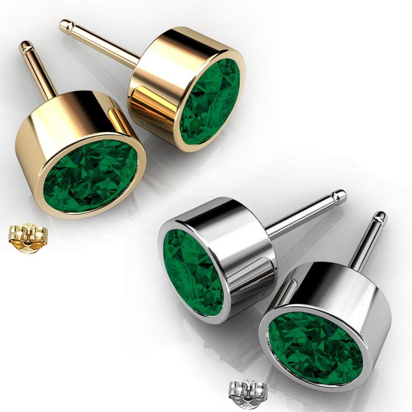 Studded With AAA+ Quality Emerald Color Austrian Crystal Crystal Stud Earring